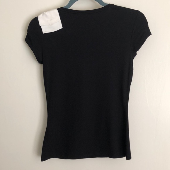 SALE! Ted Baker London. Black Baby Tee w/White Bow - Picture 2 of 6